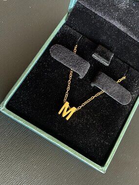 18k Gold Plated Initial "M" Pendant Necklace